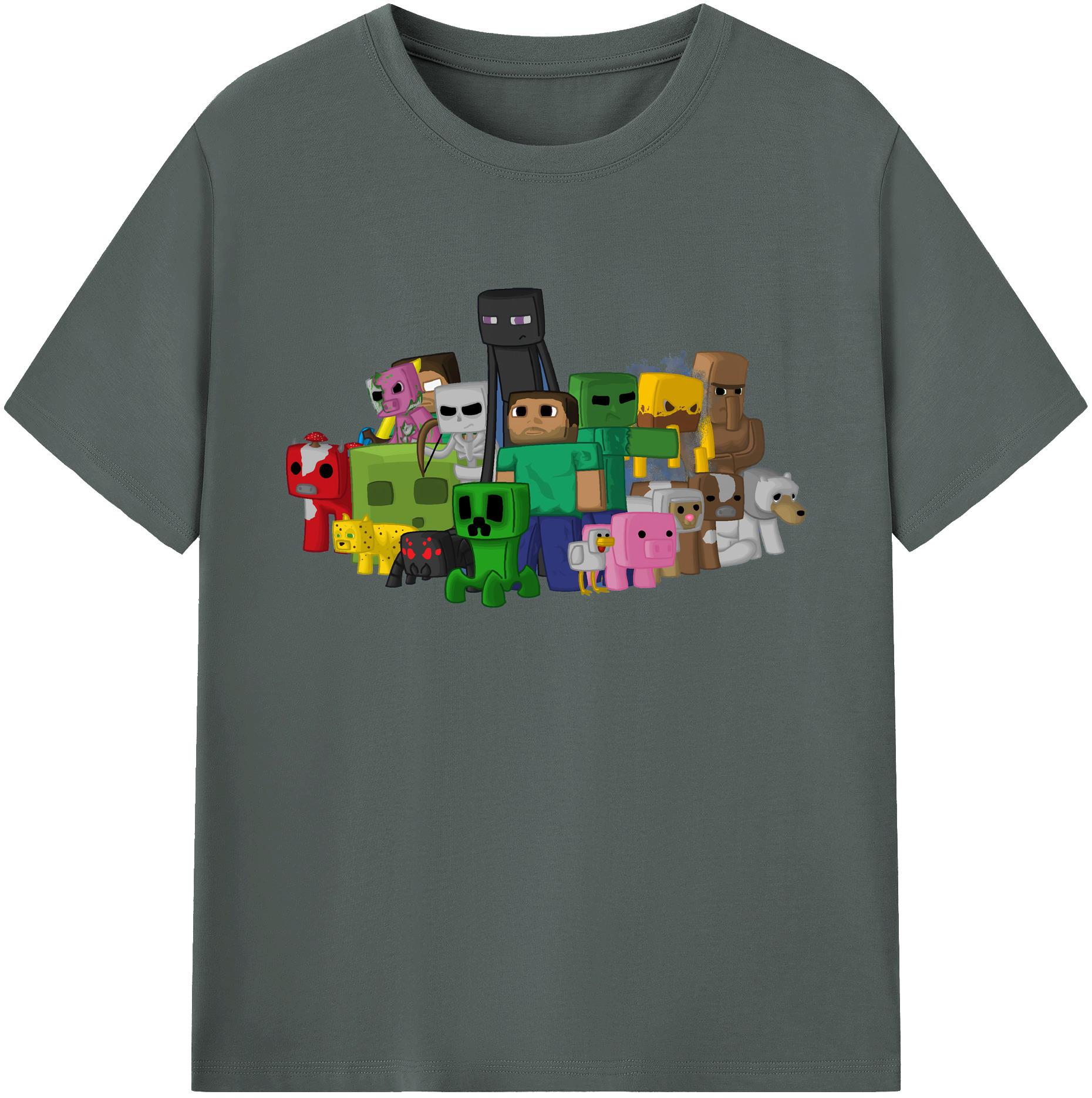 （画像用） マインクラフト ブロックの世界 Minecraft MC Block world 綿100％ メンズ半袖Tシャツ｜肌触りやわらか＆通気性